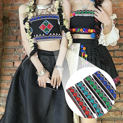 14M 4 Colors Ethnic Style Polyester Ribbon OCOR-FG0001-49B-1