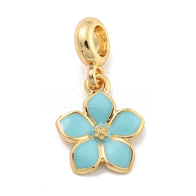Rack Plating Alloy Enamel Flower European Dangle Charms FIND-B034-55G-07-1