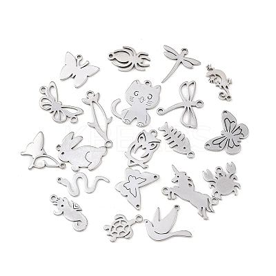 20Pcs 201 Stainless Steel Pendants STAS-G365-01P-1