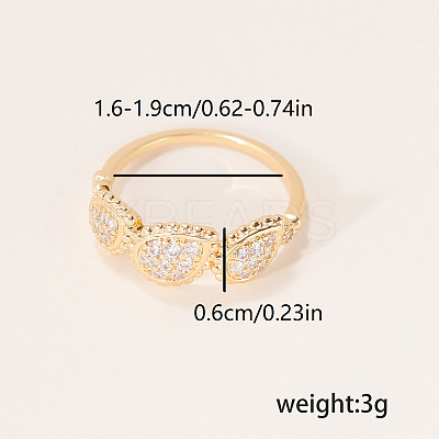Brass Micro Pave Cubic Zirconia Finger Rings for Women PY9087-5-1
