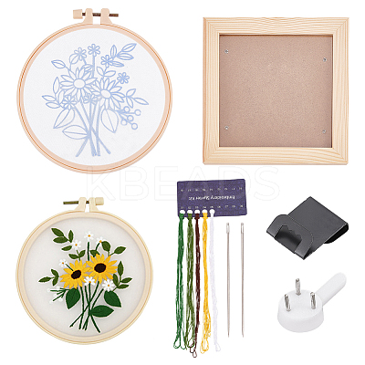 DIY Flower Pattern Organza Embroidery Hanging Ornament Kits DIY-WH0304-511-1