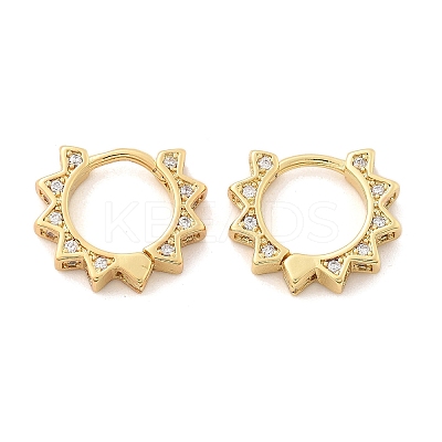Clear Cubic Zirconia Sun Shape Hoop Earrings EJEW-P199-07G-1