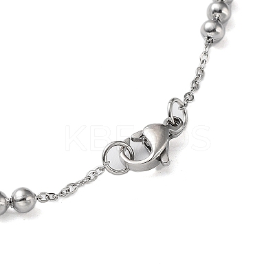 Non-Tarnish 304 Stainless Steel Round Beaded Link Chain Necklaces for Women LS-NJEW-D058-02P-1