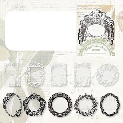 10Pcs 10 Styles Vintage Lace Waterproof PET Stickers Sets LS-DIY-M066-05D-1