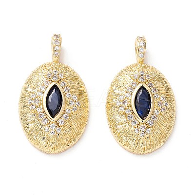 Brass Micro Pave Midnight Blue Cubic Zirconia Pendants X-ZIRC-Z019-19G-NR-1