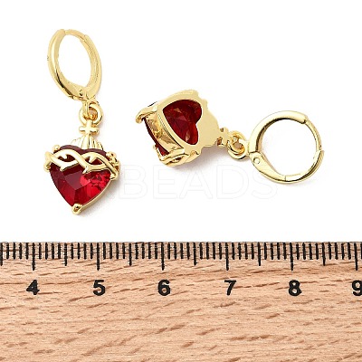 Heart Brass Glass Hoop Earrings EJEW-P333-09D-G-1