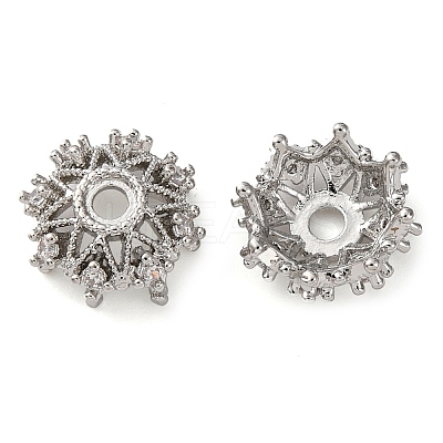 Brass Micro Pave Clear Cubic Zirconia Bead Caps KK-K378-44P-1