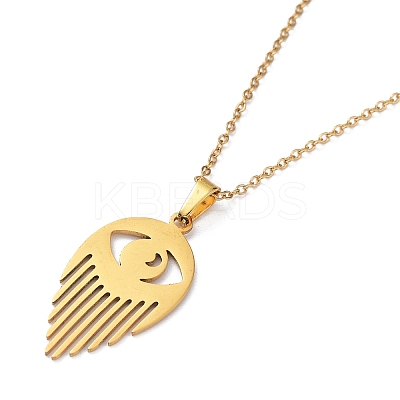 201 Stainless Steel Eye Pendant Necklace with Cable Chains NJEW-Q317-01G-1