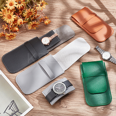 4Pcs 4 Colors PU Leather Jewelry Storage Clamshell Bags ABAG-NB0002-06-1