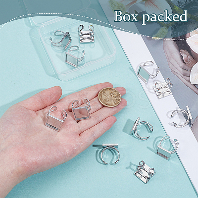 12Pcs 201 Stainless Steel Cuff Pad Ring Settings STAS-BC0004-09B-1
