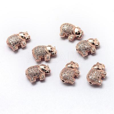 Rack Plating Brass Cubic Zirconia Beads ZIRC-S032-01RG-1