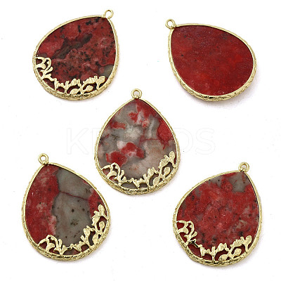 Natural Red Jasper Dyed Pendants G-E609-02G-02-1