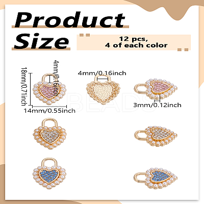 12Pcs 3 Colors Alloy Rhinestone Pendants ALRI-LP0001-06-1