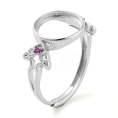 Flat Round Adjustable 925 Sterling Silver Ring Components STER-G042-01P-1