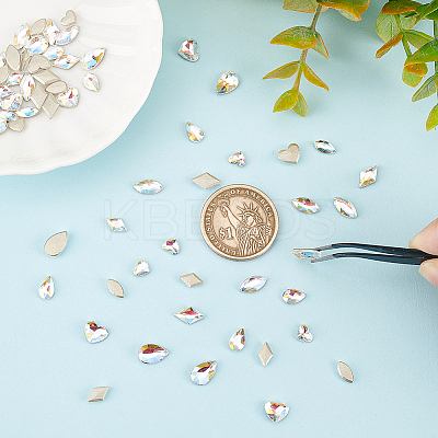 64Pcs 8 Style Light AB Style K9 Glass Rhinestone Cabochons RGLA-FG0001-09-1