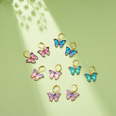 Alloy Enamel Butterfly Dangle Leverback Earrings EJEW-JE05045-1