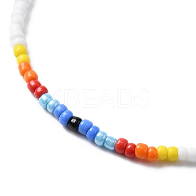 Glass Seed Beaded Necklace & Braided Beaded Bracelet SJEW-JS01283-01-1