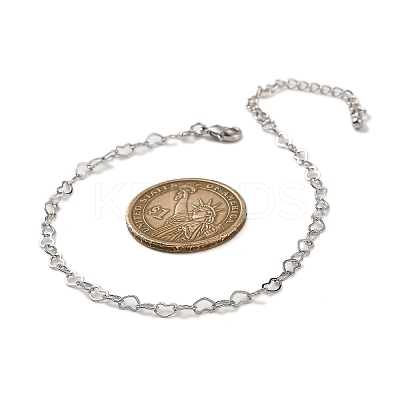 Brass Heart Link Bracelets for Women BJEW-G735-07P-1