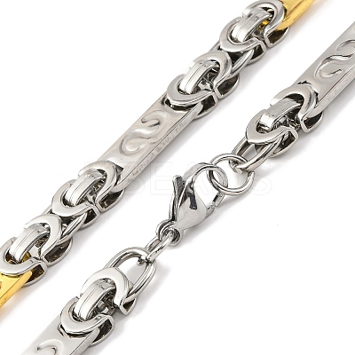 201 Stainless Steel Rectangle with S Links Chain Necklace NJEW-F22-39F-GP-1