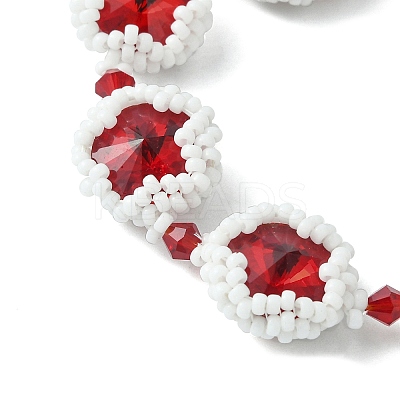 MIYUKI Glass Seed & Lampwork & Rhinestone Braided Star Link Chain Bracelets BJEW-MZ00038-02-1