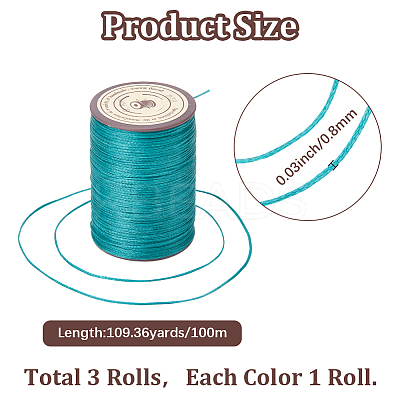 3 Roll 3 Colors Flat Waxed Polyester Thread String YC-CL0001-01C-1