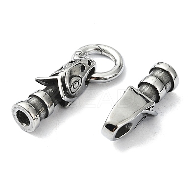 Tibetan Style 304 Stainless Steel Spring Gate Rings FIND-Z046-04AS-01-1