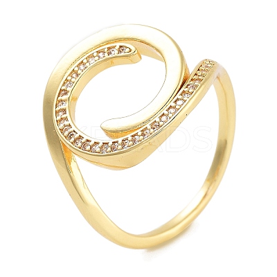 Rack Plating Brass Micro Pave Cubic Zirconia Open Cuff Rings for Women RJEW-Z059-31G-1