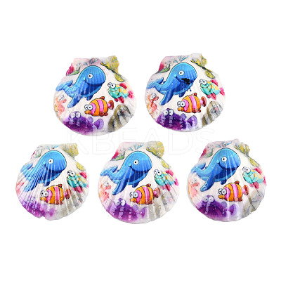 Printed Natural Freshwater Shell Big Pendants SHEL-N032-235-04-1