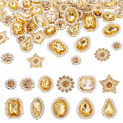 100Pcs Teardrop/Heart/Star Sew on Rhinestones GACR-TA0001-07G-1
