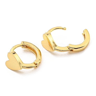 Rack Plating Brass Heart Hoop Earrings KK-C026-04G-1