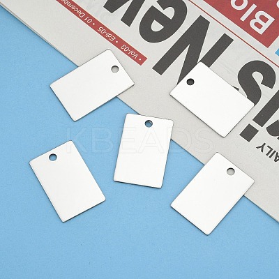 Tarnish Resistant 201 Stainless Steel Rectangle Mirror Polished Finish Stamping Blank Tag Pendants STAS-S031-01-1