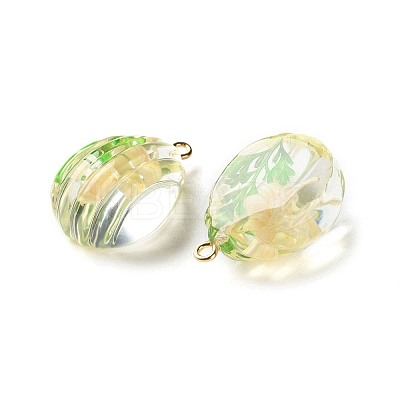 Inner Dried Flower Transparent Resin Pendants LS-RESI-A043-06A-1