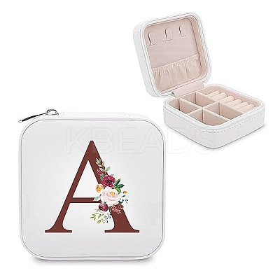 Square A Print PU Leather Jewelry Set Storage Zipper Box PW-WG29307-01-1