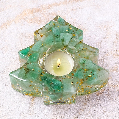 Natural Green Aventurine & Resin Candle Holder Molds DJEW-H012-03C-1
