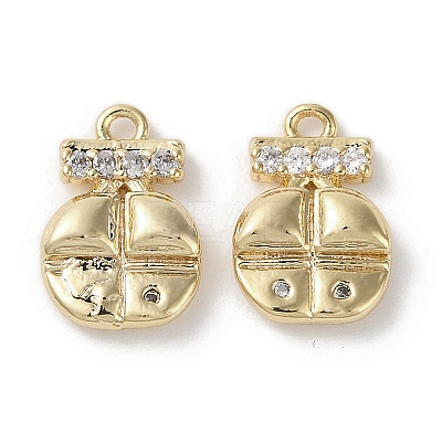 Brass Micro Pave Clear Cubic Zirconia Charms KK-G491-08G-1