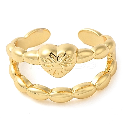 Heart Brass Open Cuff Ring for Women LS-RJEW-Z070-05G-03-1