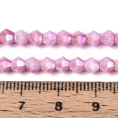 Anti-Tarnish Electroplate Bicone Glass Beads Strands EGLA-T021-4mm-16-04-1