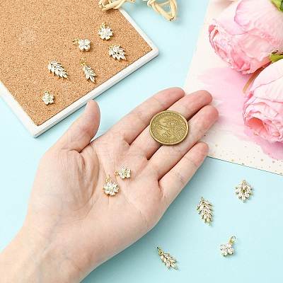 6Pcs 3 Styles Brass Pave Cubic Zirconia Pendants KK-YW0003-80-1