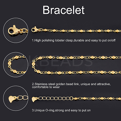 6Pcs 304 Stainless Steel Link Chains Bracelets STAS-UN0029-34-1