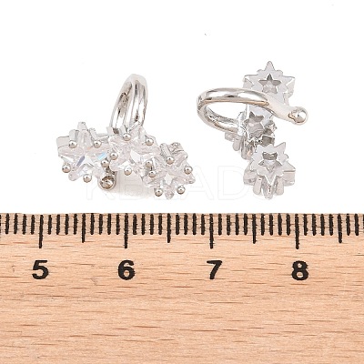 Brass Micro Pave Clear Cubic Zirconia Cuff Earrings EJEW-G471-40P-1