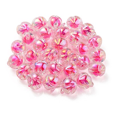 UV Plating Rainbow Iridescent Acrylic Beads OACR-F004-02F-1
