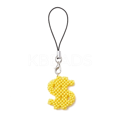 Glass Beaded Dollar Sign Pendant Decorations HJEW-MZ00149-1