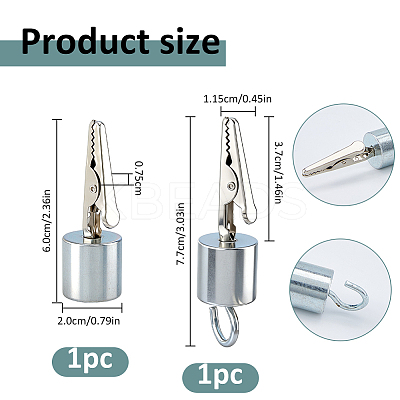 2Pcs 2 Styles Iron Alligator Clips with Hook TOOL-FH0001-88-1