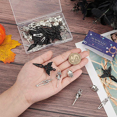 40Pcs 4 Styles Tibetan Style Alloy Pendants TIBEP-SC0003-04-1