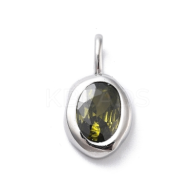 925 Sterling Silver Cubic Zirconia Oval Charms STER-S006-01S-H-1