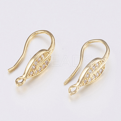 Brass Micro Pave Cubic Zirconia Earring Hooks ZIRC-K075-38G-1