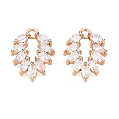 Brass Micro Pave Clear Cubic Zirconia Pendants KK-T060-33G-RS-1