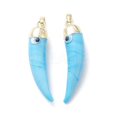 Handmade Evil Eye Lampwork Pendants LAMP-F031-01G-02-1