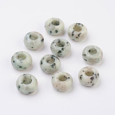 Natural Sesame Jasper/Kiwi Jasper European Beads X-G-G740-14x8mm-06-1