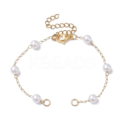 Round ABS Imitation Pearl Beads Link Chain Bracelet Making AJEW-JB01301-1